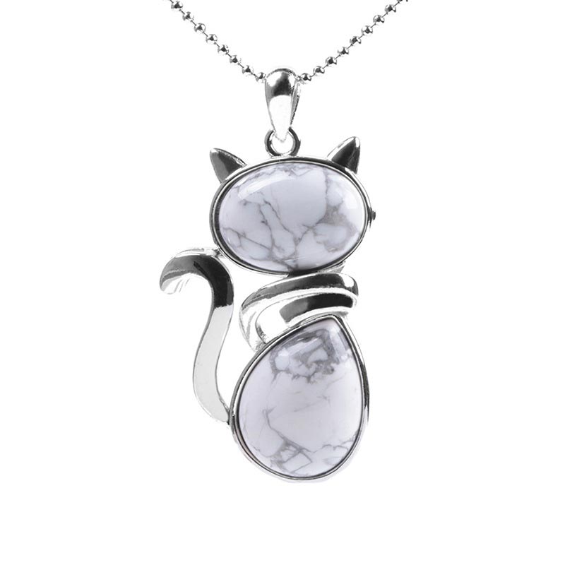 KarmaRipple's Cat Pattern Authentic Gemstone Protection Pendant Necklace p5