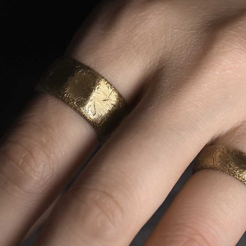 KarmaRipple's Tibetan Simple Design Bronze Brass Frosted Wealth Ring p12