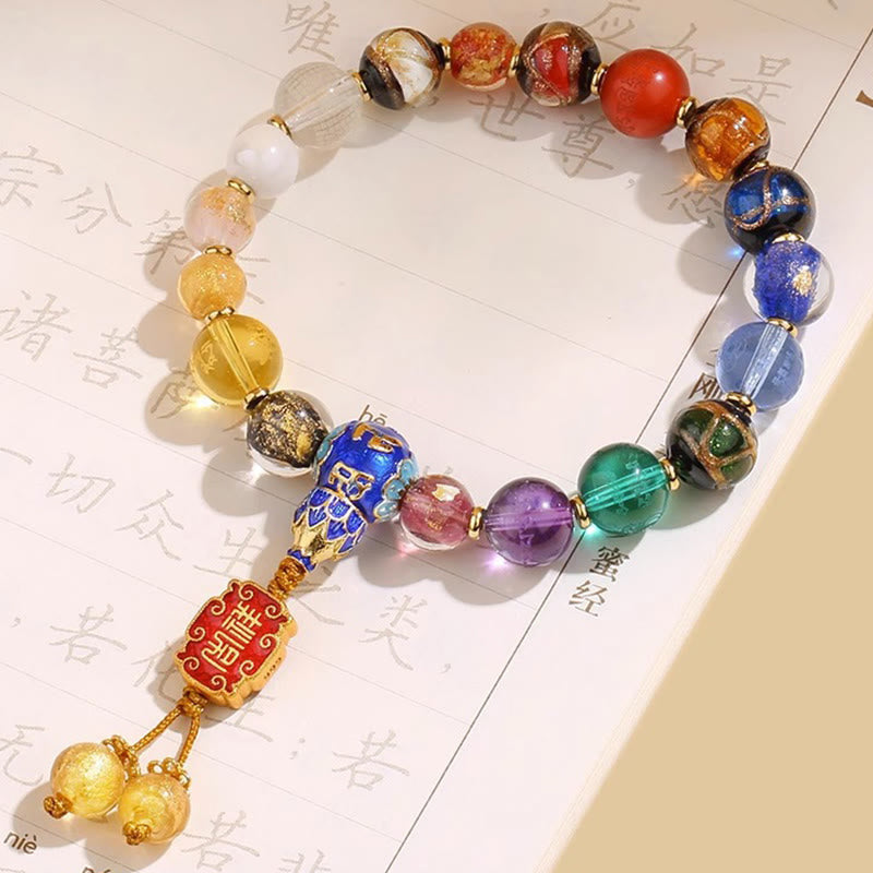 KarmaRipple's Tibetan Colorful Incense Ash Liuli Glass Bead Om Mani Padme Hum Dorje Vajra 18 Beadwork Wrist Mala p5