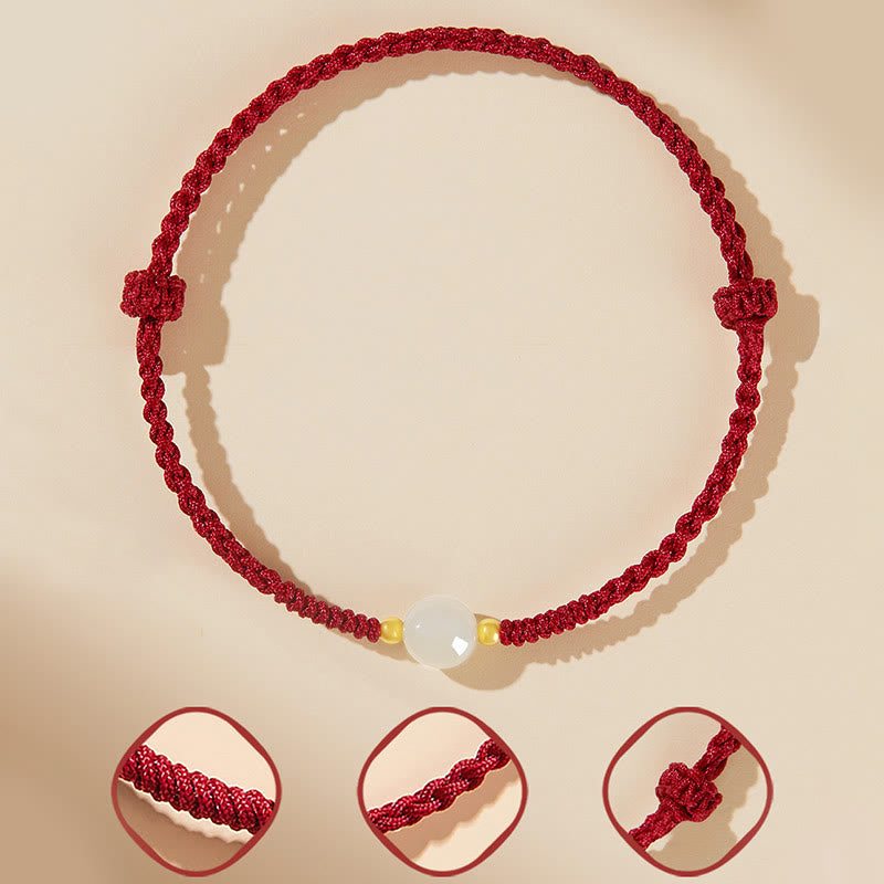 KarmaRipple's Handcrafted Round Jade Fortunate Bead Prosperity Woven Bracelet p17