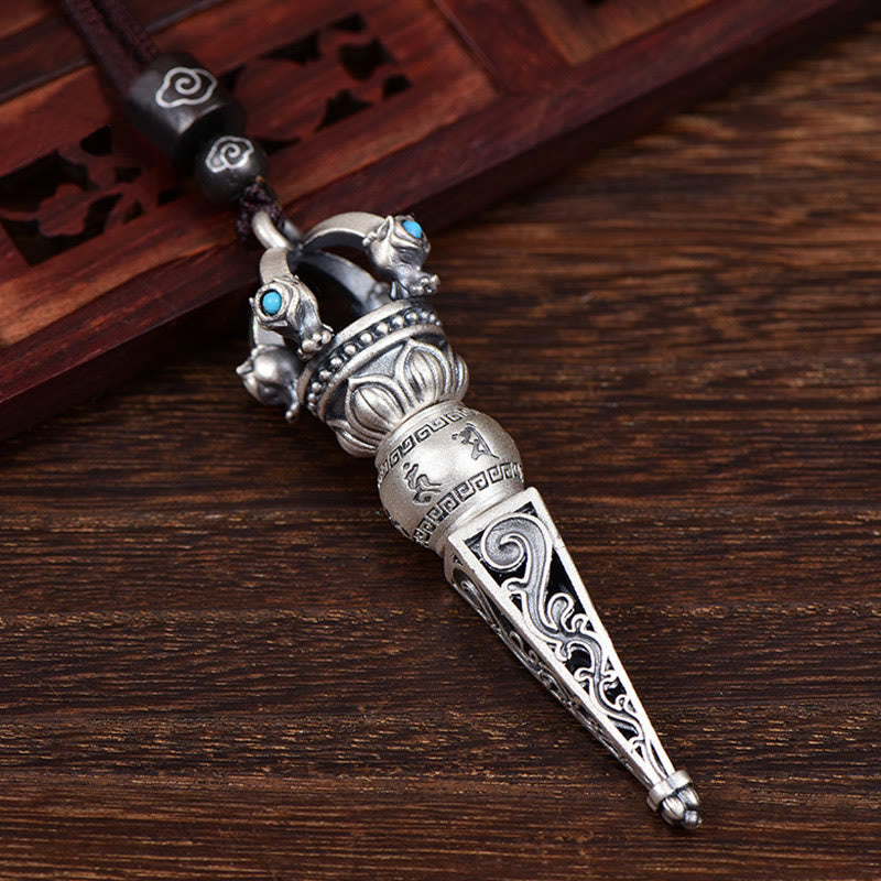KarmaRipple's Tibetan Om Mani Padme Hum Dorje Vajra Design Wisdom Rotatable Pendant Necklace p2
