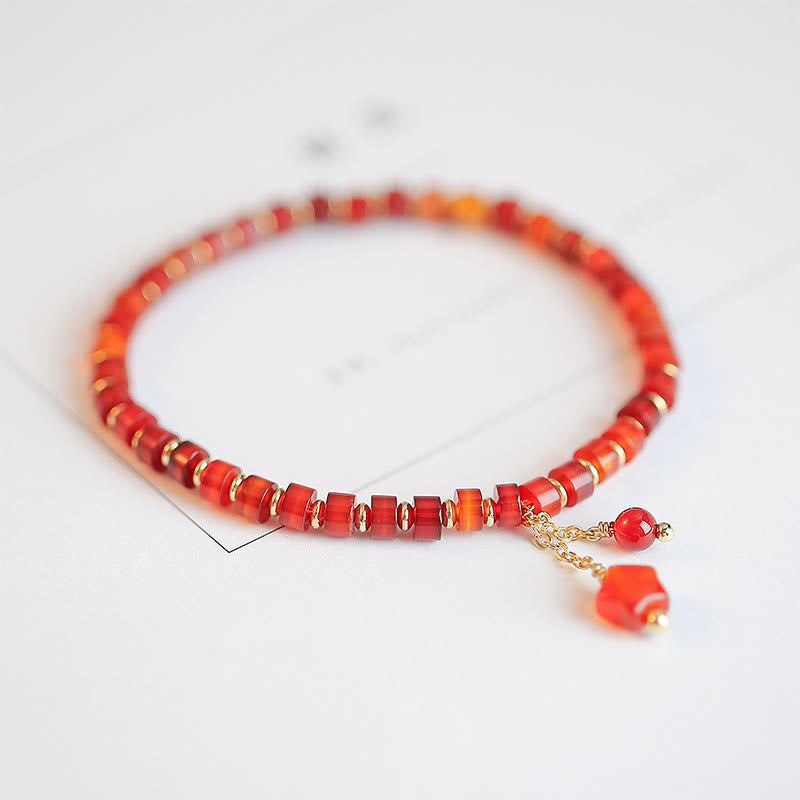 KarmaRipple's Authentic Red Agate Endless Weave Four Leaf Clover Star Confidence String Bracelet p23