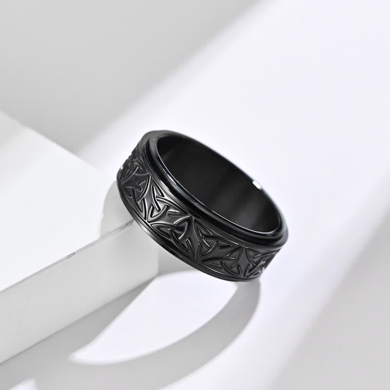 KarmaRipple's Triangle Weave Triquetra Titanium Steel Calm Rotatable Ring p8