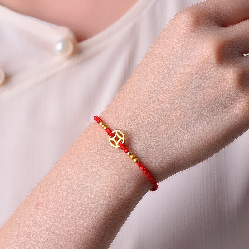 KarmaRipple's Bronze Coin Strength Woven String Bracelet Anklet p6