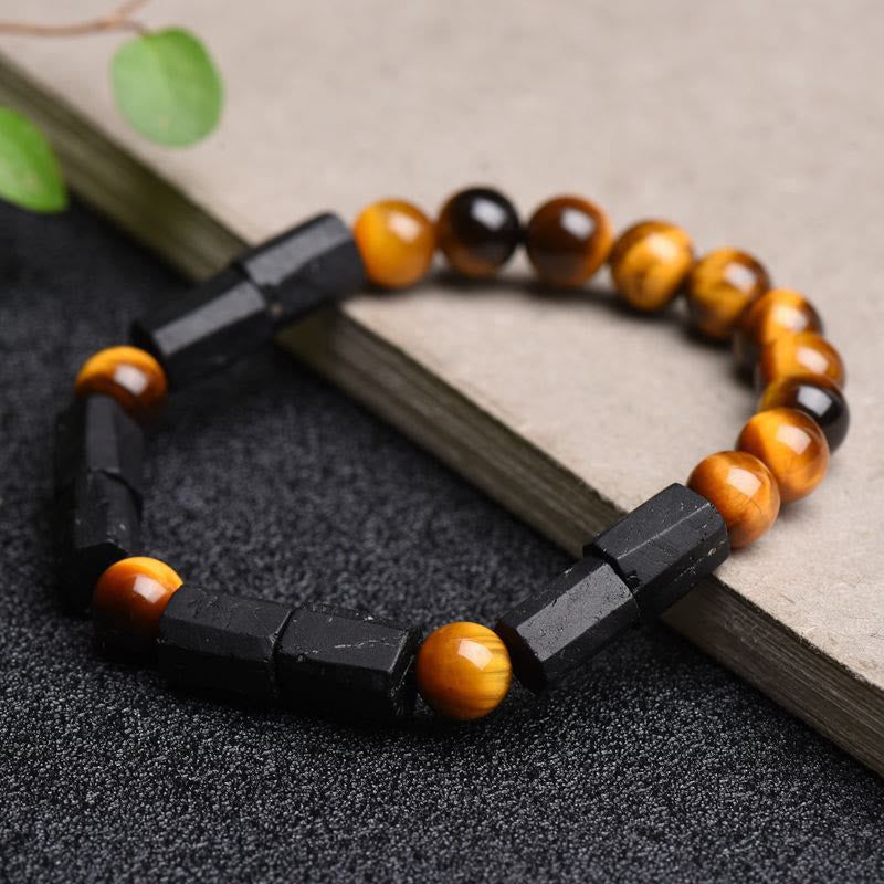 KarmaRipple's Authentic Black Tourmaline Tiger Eye Positive Bracelet p2