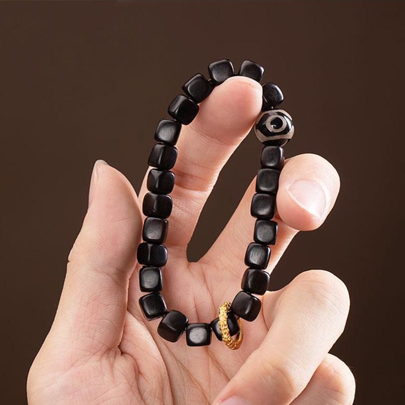 KarmaRipple's Tibetan Ebony Wood Dzi Bead Balance Calm Bracelet p7