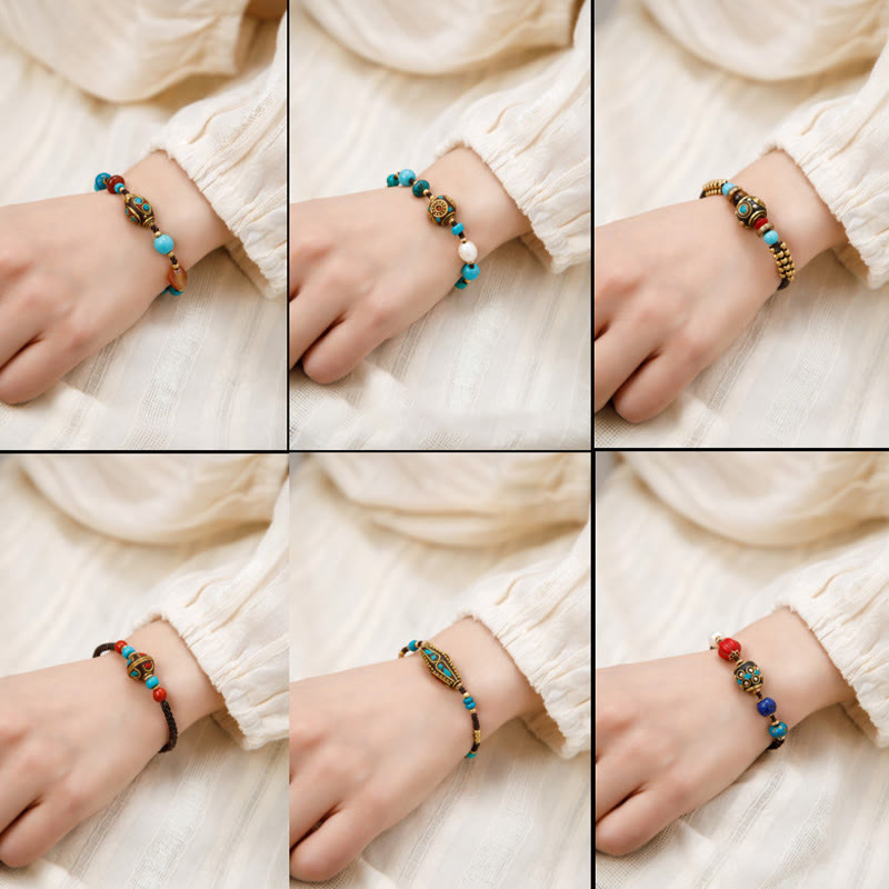 KarmaRipple's Tibetan Turquoise Om Mani Padme Hum Protection Strength Bracelet p13
