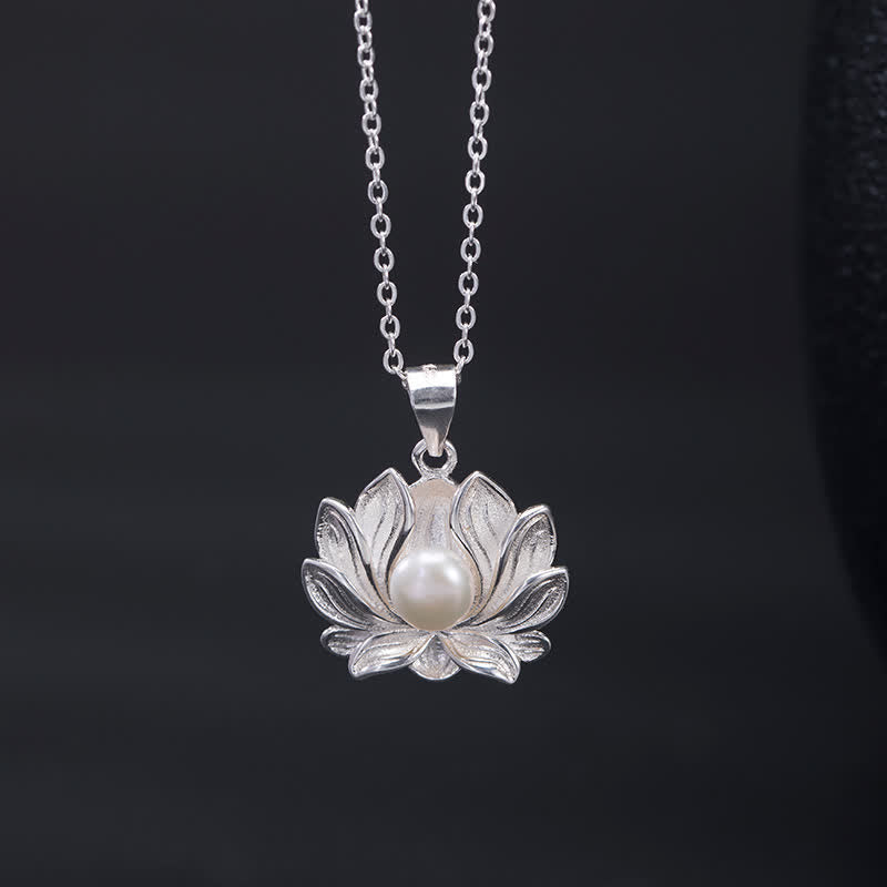 KarmaRipple's 925 Sterling Silver Lotus Flower Pearl Wealth Pendant Necklace p3