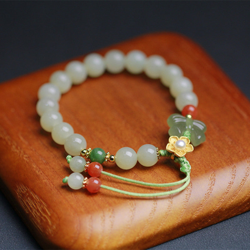 KarmaRipple's 925 Sterling Silver Jade Fortune Flower Butterfly Bracelet p1