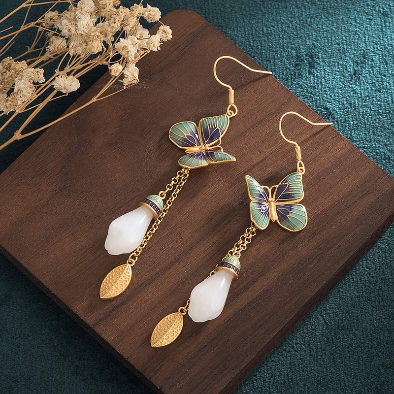 KarmaRipple's FengShui Ivory Jade Fortune Earrings p3