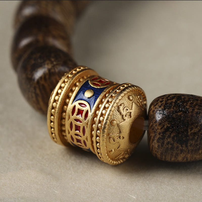 KarmaRipple's Agarwood Bronze Coin Auspicious Cloud Calm Bracelet p6