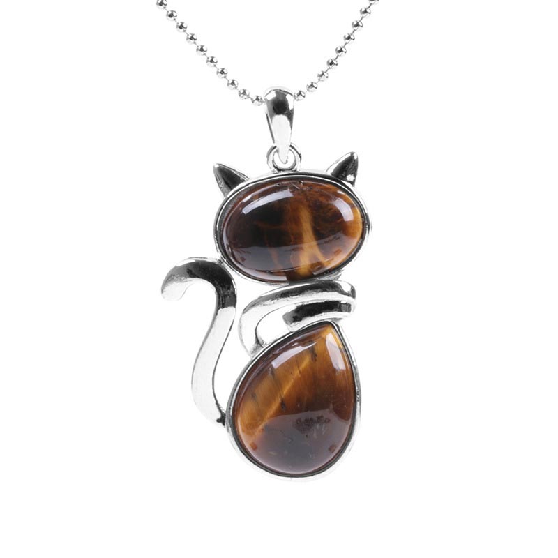 KarmaRipple's Cat Pattern Authentic Gemstone Protection Pendant Necklace p8