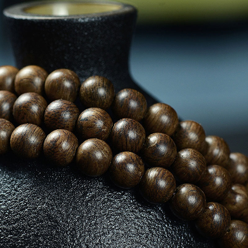 KarmaRipple's 108 Mala Beadwork 999 Gold Brunei Agarwood Heart Sutra Amber Red Agate Strength Meditation Bracelet p13
