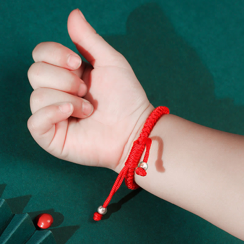 KarmaRipple's 925 Sterling Silver Chinese Lock Talisman Multicolored Red String Protection Handmade Woven Kids Bracelet p9