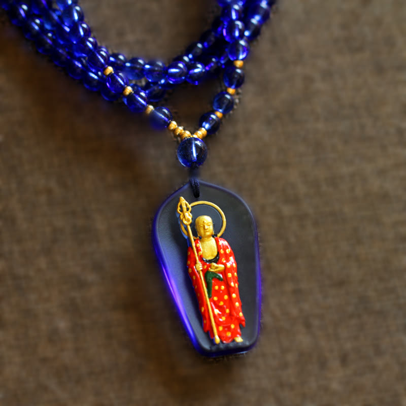 KarmaRipple's Ksitigarbha Buddha Liuli Gemstone Compassion Amulet Pendant Necklace p17