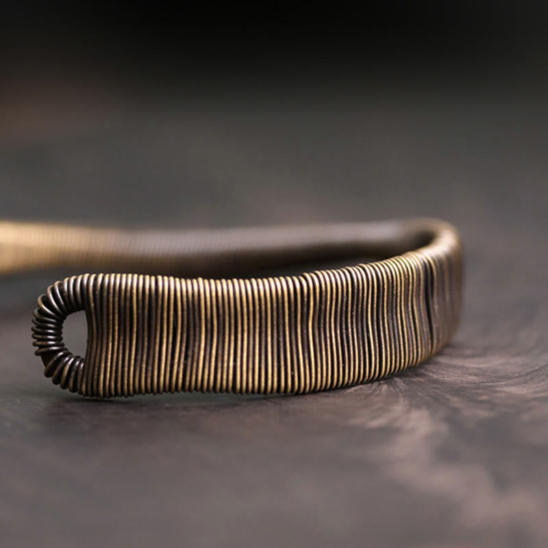 KarmaRipple's Simple Design Wrapped Bronze Fortune Wealth Adjustable Cuff Bracelet p8