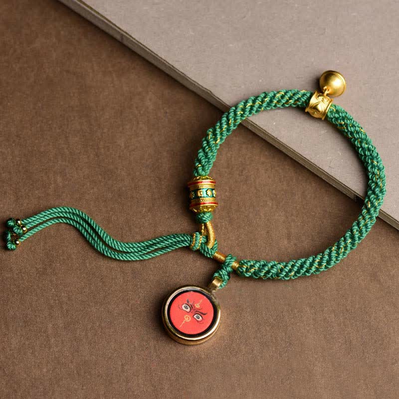 KarmaRipple's Tibetan Five God Of Wealth Thangka Fortune Prayer Wheel Bell Braid String Bracelet p5