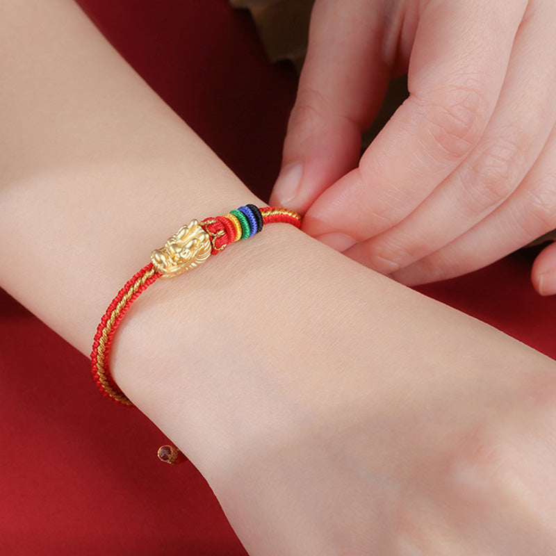 KarmaRipple's 999 Sterling Silver Fortune Year Of The Dragon Colorful Rope Bracelet p8
