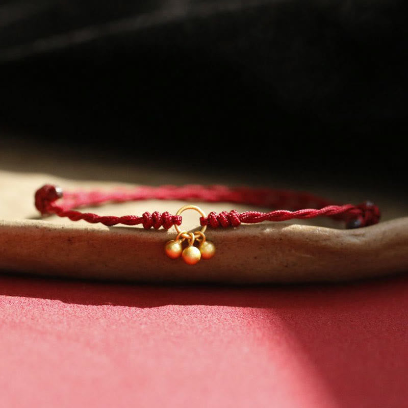KarmaRipple's 925 Sterling Silver Gold Plated Fortune Red String Bracelet p2