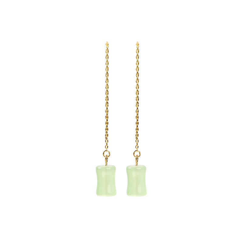 KarmaRipple's Jade Bamboo Pattern Fortune Drop Earrings p6