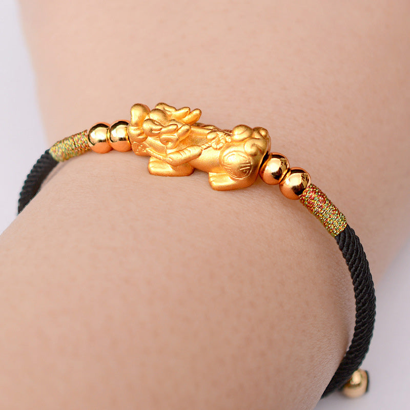 KarmaRipple's 24K Gold-Plated PiXiu Fortune Red String Bracelet p2