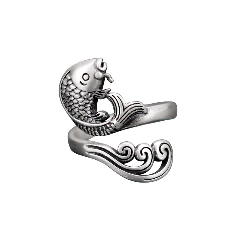 KarmaRipple's 925 Sterling Silver Koi Fish Water Ripple Fortune Wealth Ring p14
