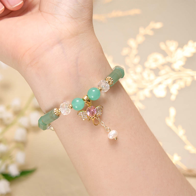 KarmaRipple's Amethyst Green Aventurine Strawberry Quartz Positive Elephant Talisman Bracelet p19