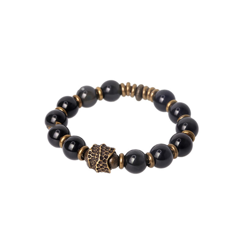KarmaRipple's Rainbow Obsidian Bronze Love Balancing Bracelet p12