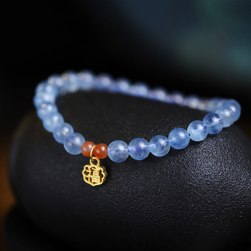 KarmaRipple's Authentic Aquamarine Red Agate Balancing Talisman Bracelet p4