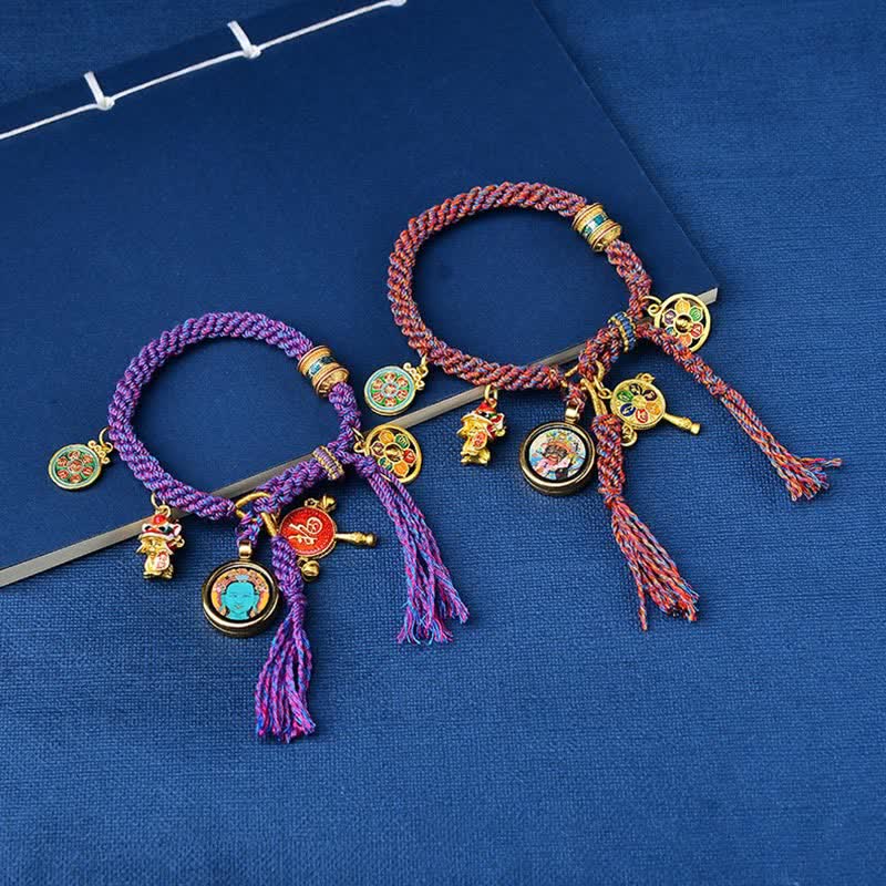 KarmaRipple's Tibetan Green Tara Zakiram Goddess of Wealth Thangka Fortune Braid String Bracelet p5