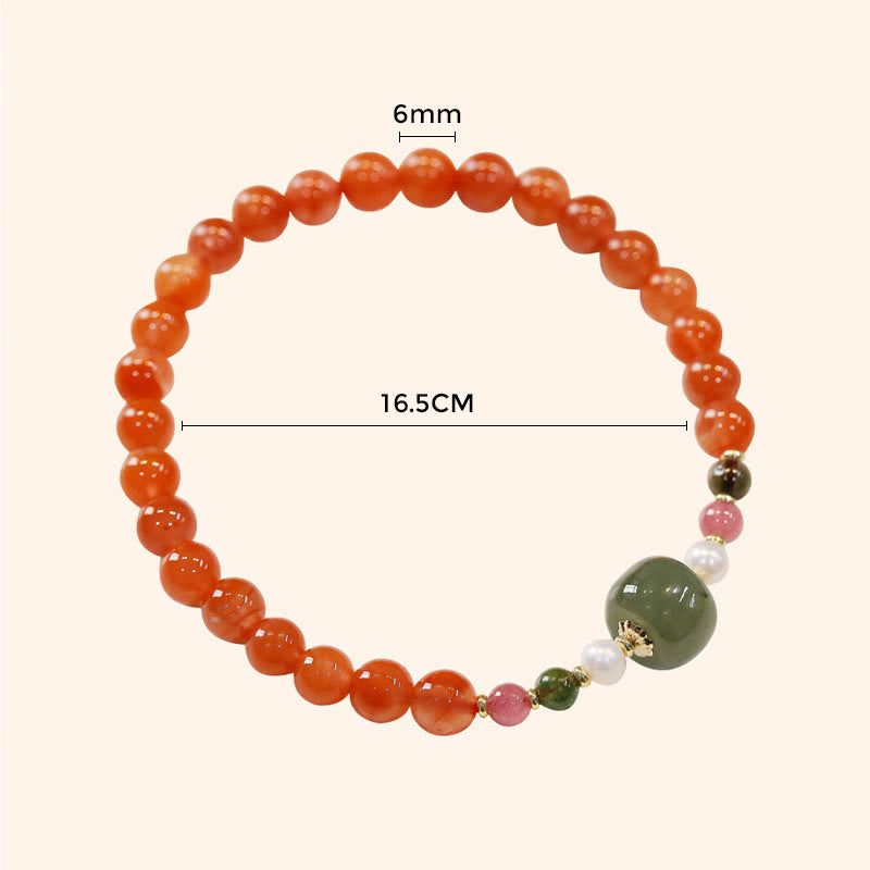 KarmaRipple's Authentic Red Agate Hetian Jade Bead Confidence Calm Bracelet p8