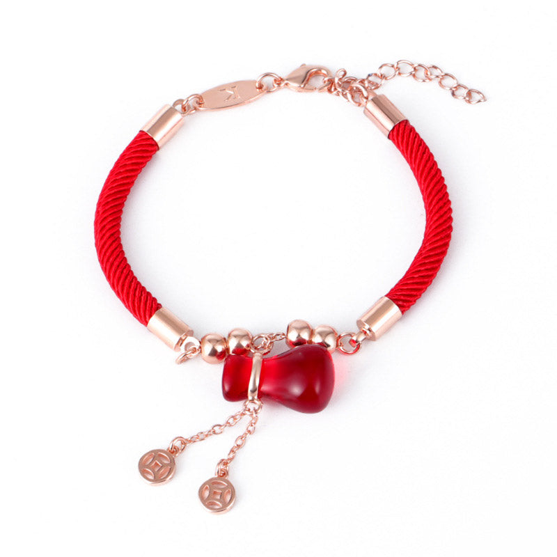 KarmaRipple's Wealth Attractor Red Agate Red Rope Bracelet p1