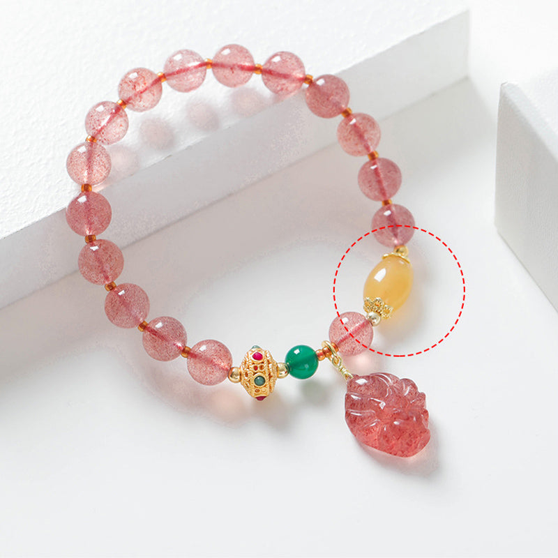 KarmaRipple's Authentic Strawberry Quartz Nine Tailed Fox Balancing Bracelet p10