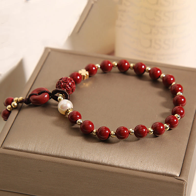 KarmaRipple's Authentic Cinnabar Peace Buckle Bronze Coin Talisman Blessing Bracelet p6