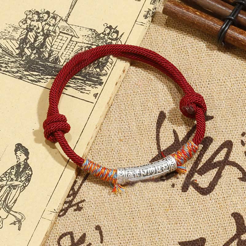 KarmaRipple's Handmade 999 Sterling Silver Om Mani Padme Hum Protection?Rope Bracelet p1