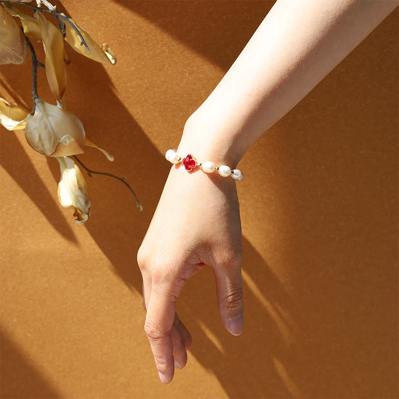 KarmaRipple's Pearl Four Leaf Clover Wealth Chain Bracelet p10