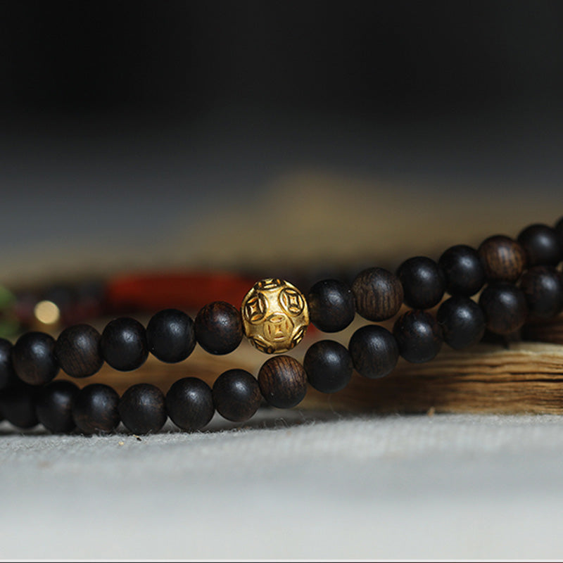 KarmaRipple's 999 Gold Nha Trang Heiqinan Agarwood Amber Red Agate Strength Meditation Bracelet p9