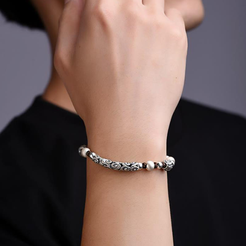 KarmaRipple's Tibet Handmade Bronze 999 Sterling Silver Auspicious Cloud Wealth String Bracelet p6