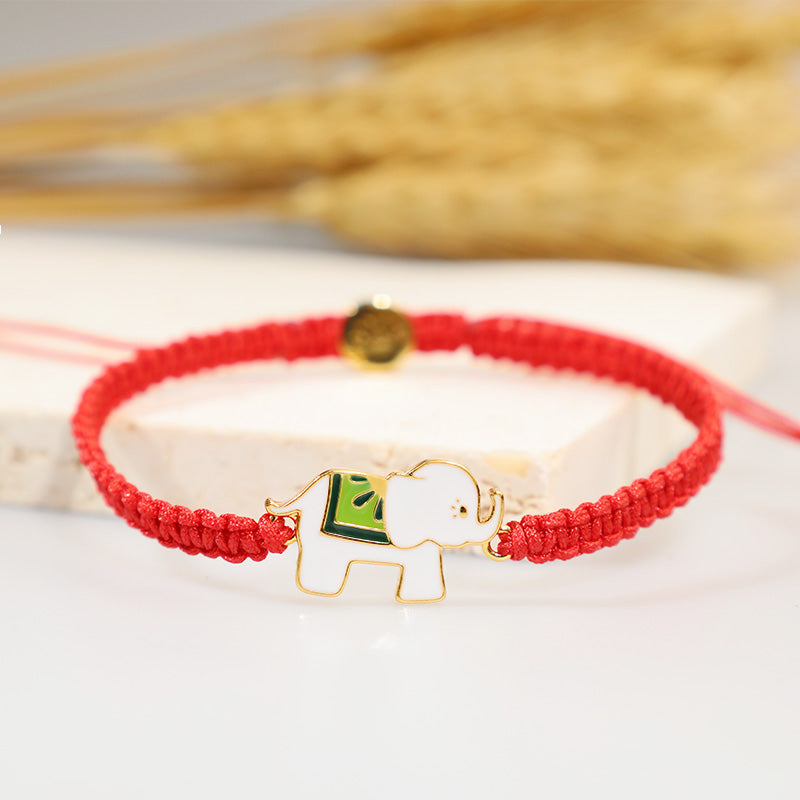 KarmaRipple's Tibetan Handmade 925 Sterling Silver Fortunate Elephant Red String Bracelet p2