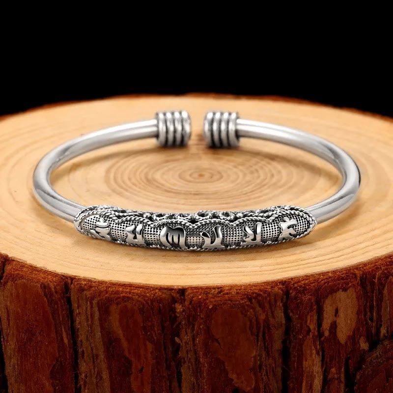 KarmaRipple's Om Mani Padme Hum Engraved Peace Cuff Bracelet Bangle p1
