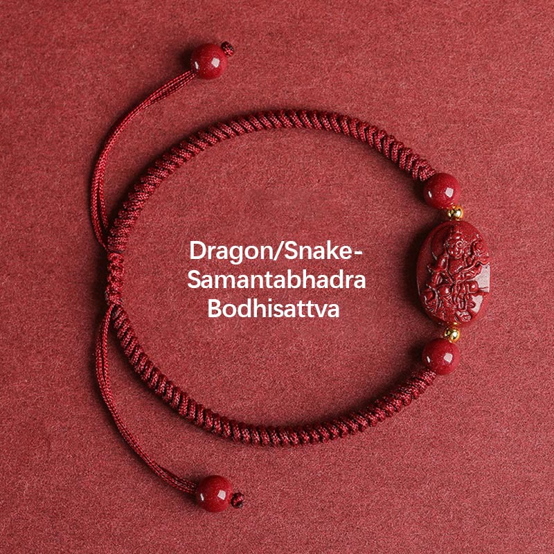 KarmaRipple's Chinese Zodiac Natal Buddha Cinnabar Keep Away Evil Spirits Rope Bracelet ( p22