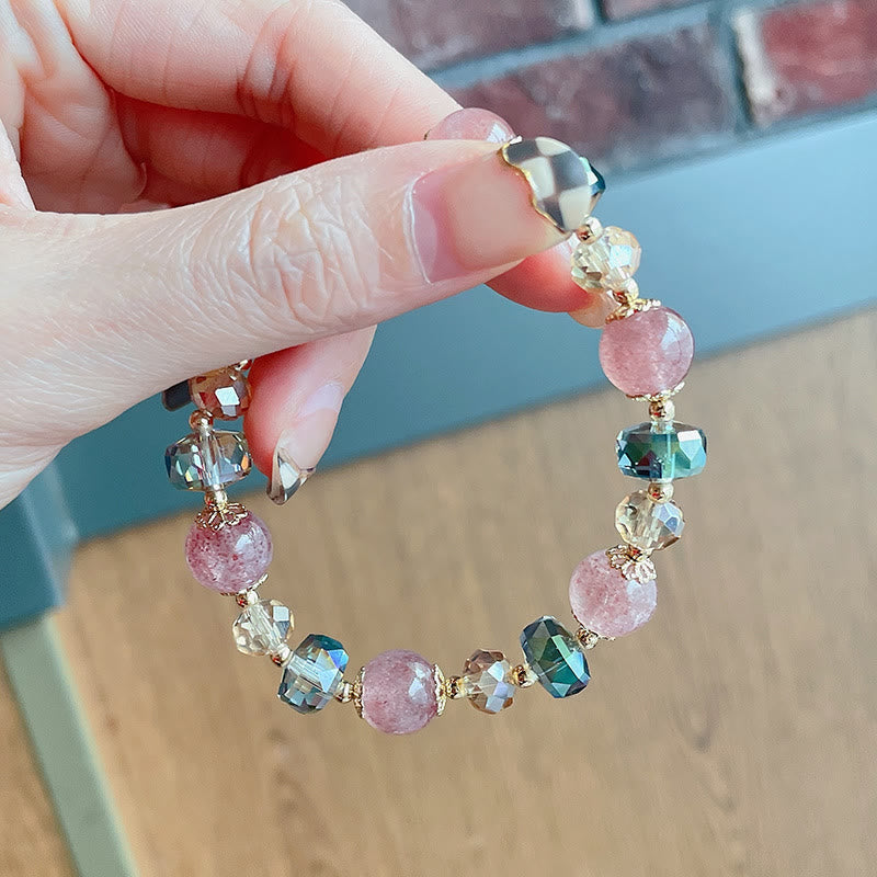 KarmaRipple's Authentic Strawberry Quartz Colorful Gemstone'sitive Bracelet p8