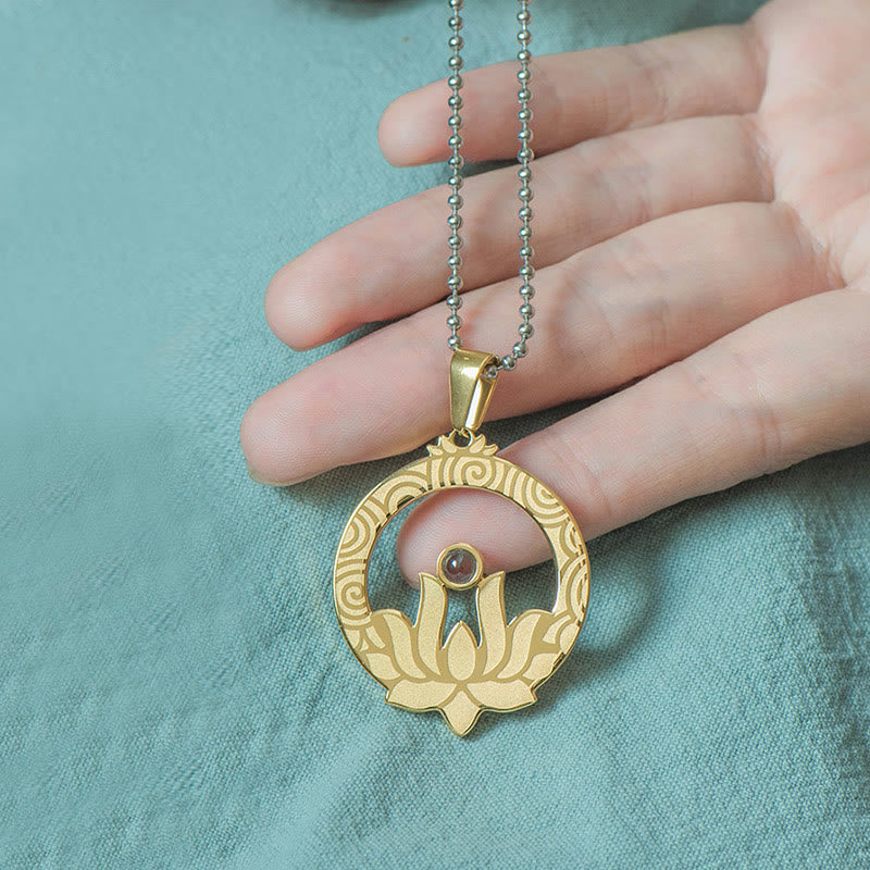KarmaRipple's Lotus Titanium Steel Enlightenment Projection Shurangama Mantra Pendant Necklace p16