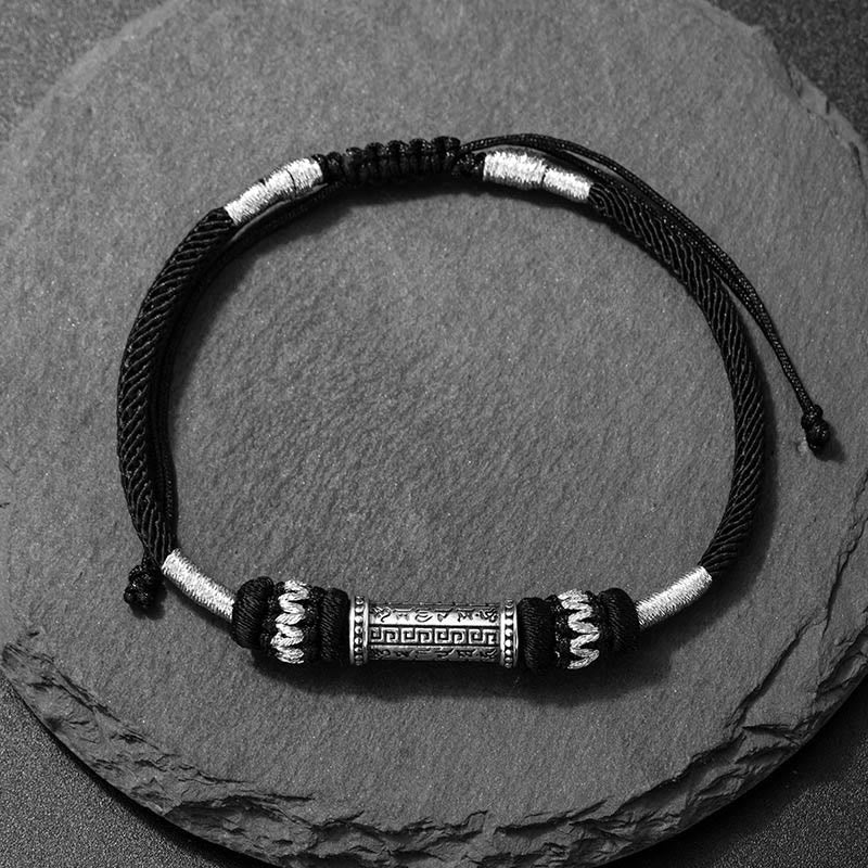 KarmaRipple's 925 Sterling Silver Om Mani Padme Hum Wisdom Woven Rope Bracelet p1