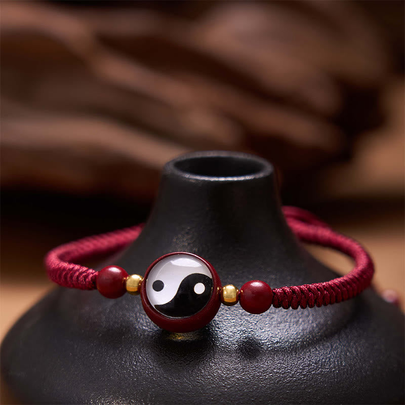 KarmaRipple's Fortunate Cinnabar Red String Yin Yang Symbol Bagua Blessing Bracelet p2