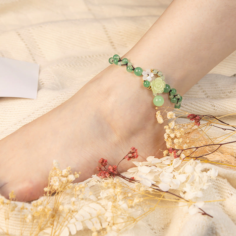 KarmaRipple's Financial Success Jade Woven Weave Prosperity Abundance Anklet p4