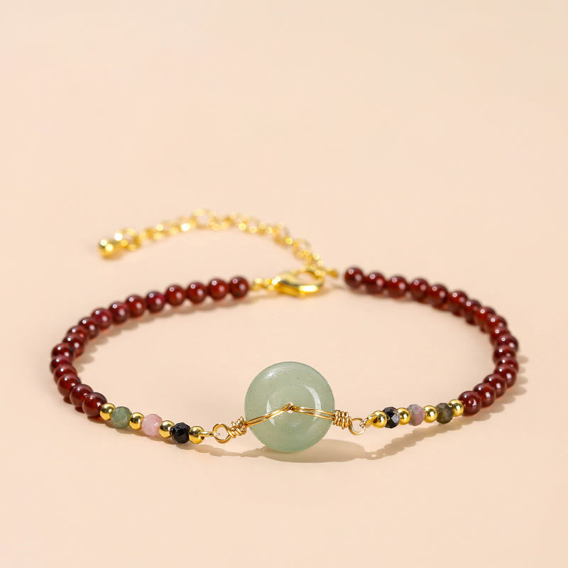 KarmaRipple's Authentic Garnet Peace Buckle Bead Calm Bracelet p1