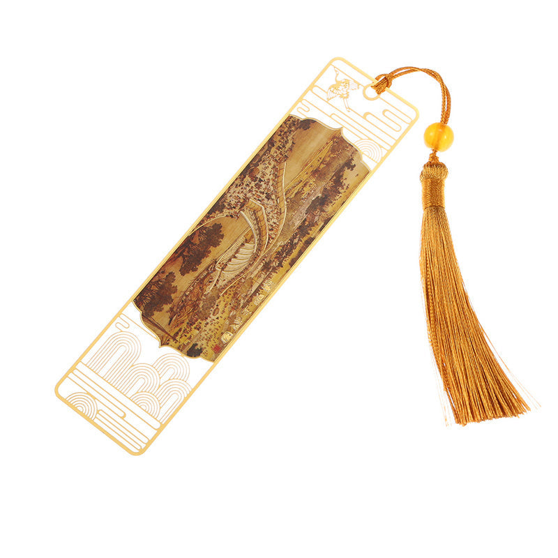 KarmaRipple's A Panorama of Rivers and Mountains Metal Hollow Bookmarks Tassel With Gift Box p9