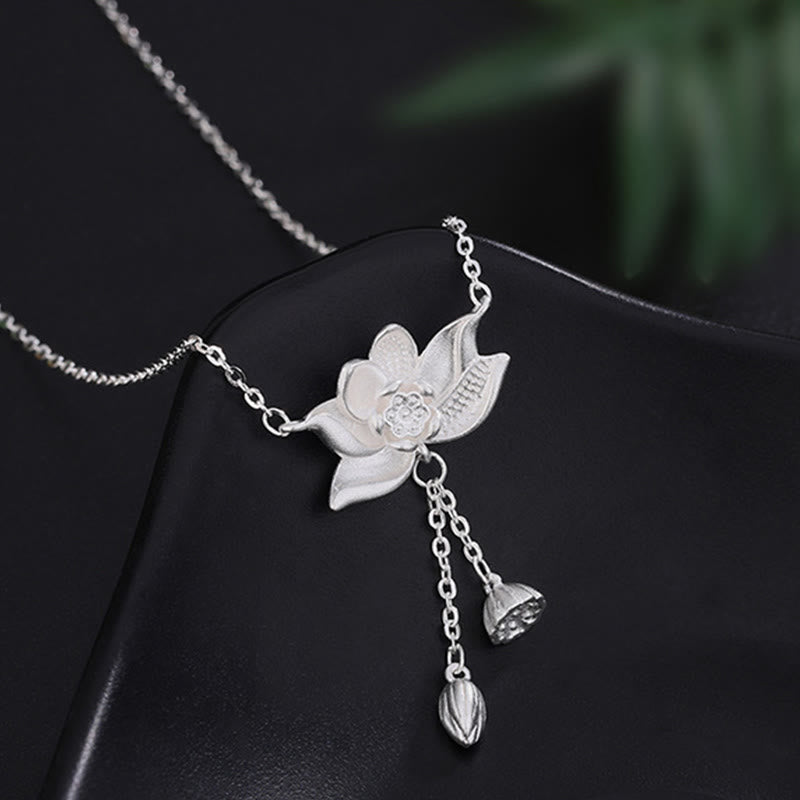 KarmaRipple's 999 Sterling Silver Lotus Flower Pod Carved Enlightenment Pendant Necklace p4