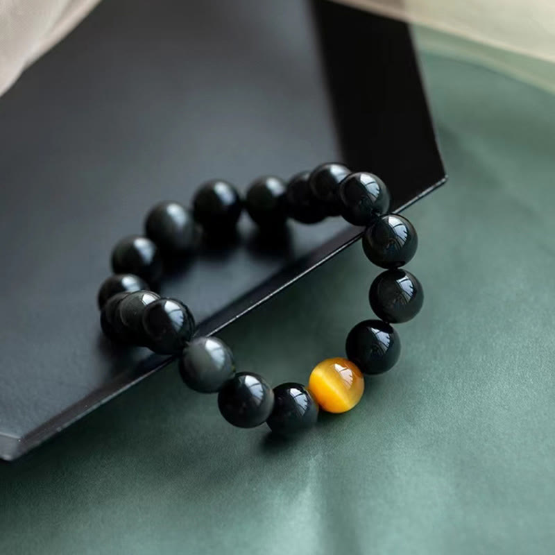 KarmaRipple's Authentic Rainbow Obsidian Tiger Eye Positive Love Bracelet p10